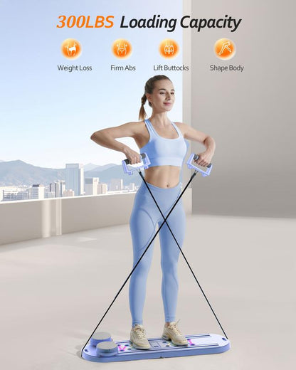 Pilates Board Pilates Reformer Set, Push-Up Board Abs Equipment 15-In-1 Full-Body Workout Exerciser for Home Fitness, Multifunctional Abdominal Exercise Board as Gift for Mom Husband Teens Men