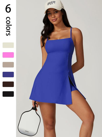 Women'S Seamless High Elastic Back Strap One-Piece Yoga Suit Outdoor Sports Mountain Climbing Running Playing Tennis Skirt Gym Workout Skirt with Leggings