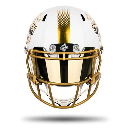 Riddell Fantasy Football Championship Helmet - White & Gold Full-Size Trophy with 'Fantasy Football Champion' Engraving