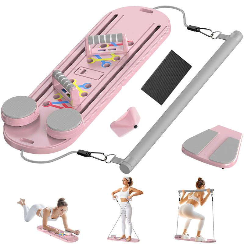 Pilates Board Pilates Reformer Set, Push-Up Board Abs Equipment 15-In-1 Full-Body Workout Exerciser for Home Fitness, Multifunctional Abdominal Exercise Board as Gift for Mom Husband Teens Men