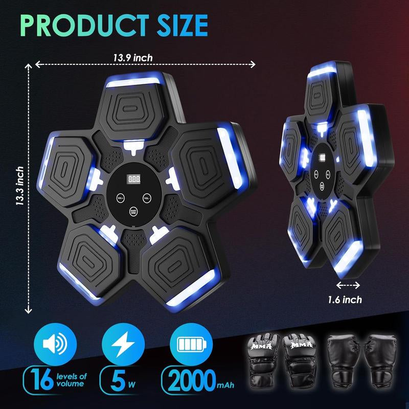 Music Boxing Machine for Adults Kids with Boxing Gloves, Boxing Wall Mount Machine 9 Speeds & 9 Modes, Smart Bluetooth Punching Trainer