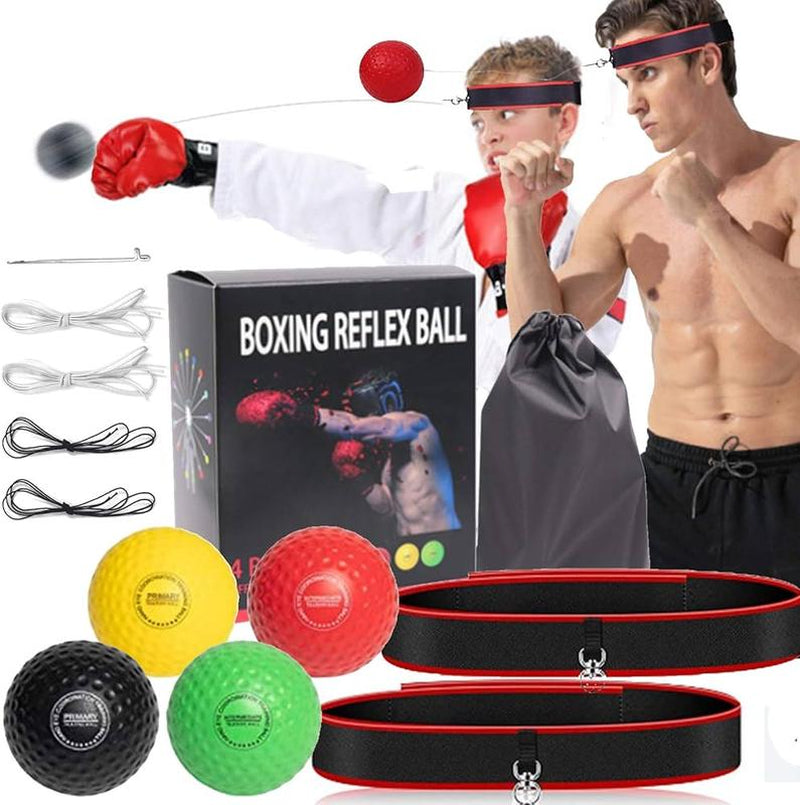 4 Difficulty Levels Boxing Reflex Ball W/Headband for Reaction Agility Punching
