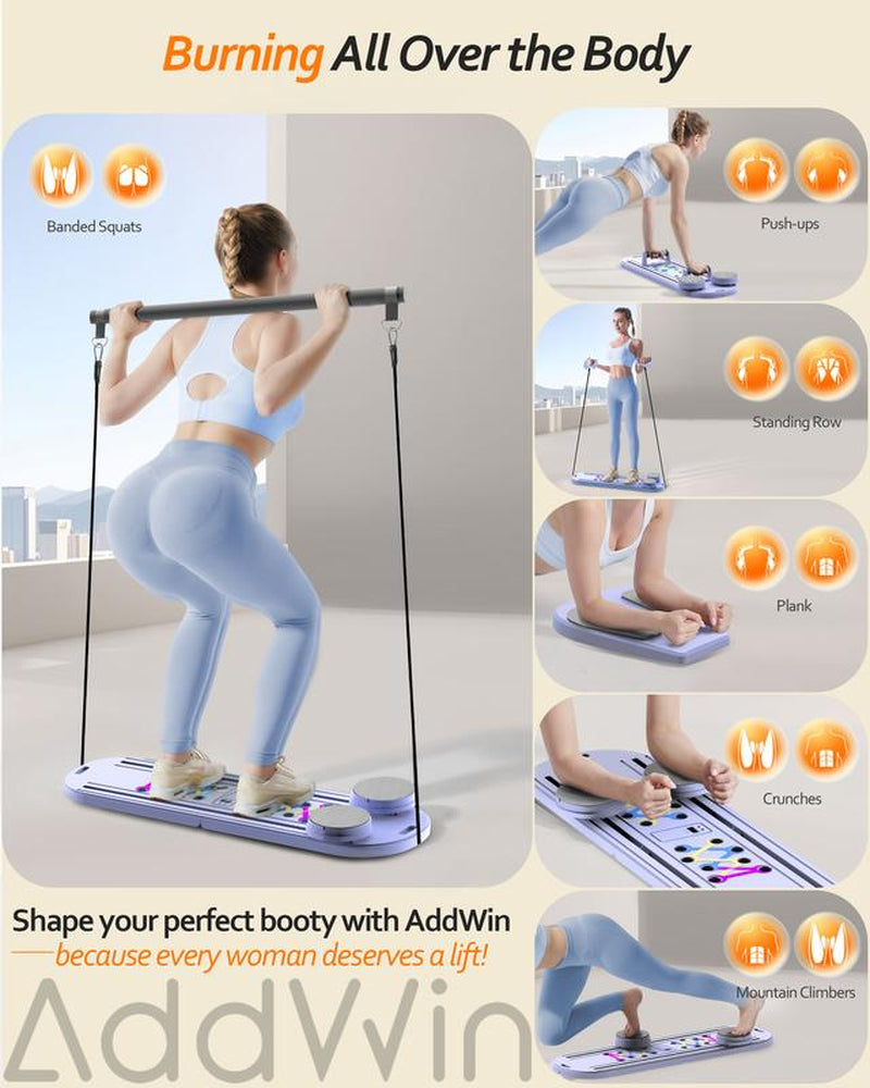 Pilates Board Pilates Reformer Set, Push-Up Board Abs Equipment 15-In-1 Full-Body Workout Exerciser for Home Fitness, Multifunctional Abdominal Exercise Board as Gift for Mom Husband Teens Men