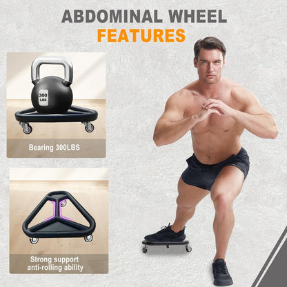 HOTWAVE Abdominal Muscle Wheel Triangle Wheel 360° Rotation Suitable for Men and Women Home Fitness Equipment