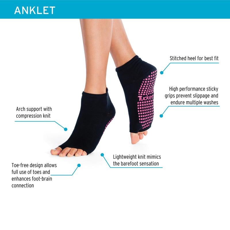 Tucketts Glacial Moraine Toeless Grip Socks for Women - Innovative Ankle-Length Anti-Slip Sports Socks for Yoga, Pilates, and More