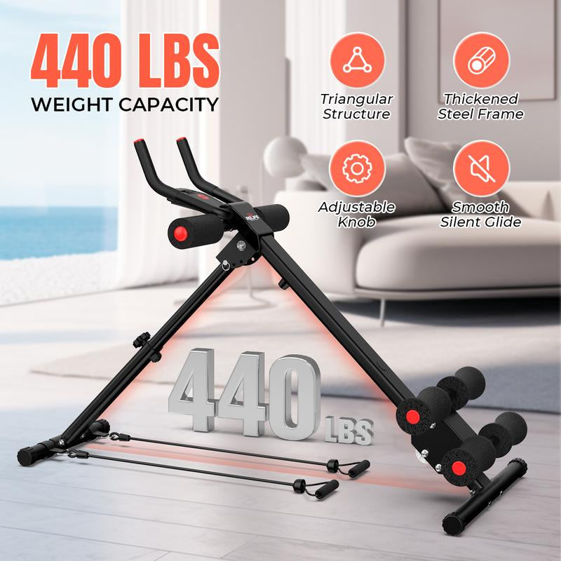 RELIFE REBUILD YOUR LIFE Adjustable Ab Trainer Machine Foldable Ab Workout Equipment for Home Gym, Core & Abs Exercise Machine, Arm Leg Glute Shaper