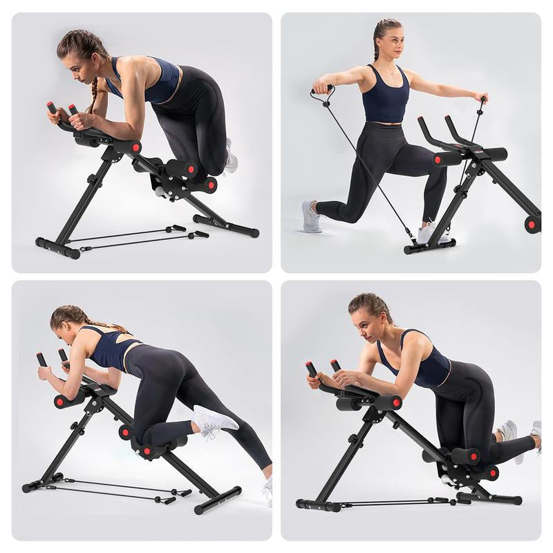 RELIFE REBUILD YOUR LIFE Adjustable Ab Trainer Machine Foldable Ab Workout Equipment for Home Gym, Core & Abs Exercise Machine, Arm Leg Glute Shaper
