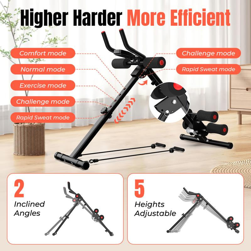 RELIFE REBUILD YOUR LIFE Adjustable Ab Trainer Machine Foldable Ab Workout Equipment for Home Gym, Core & Abs Exercise Machine, Arm Leg Glute Shaper