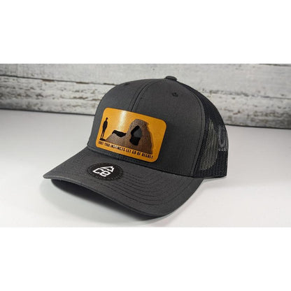 Trust Your Instincts Let Go of Regret Wood Patch Tucker Snapback Hat