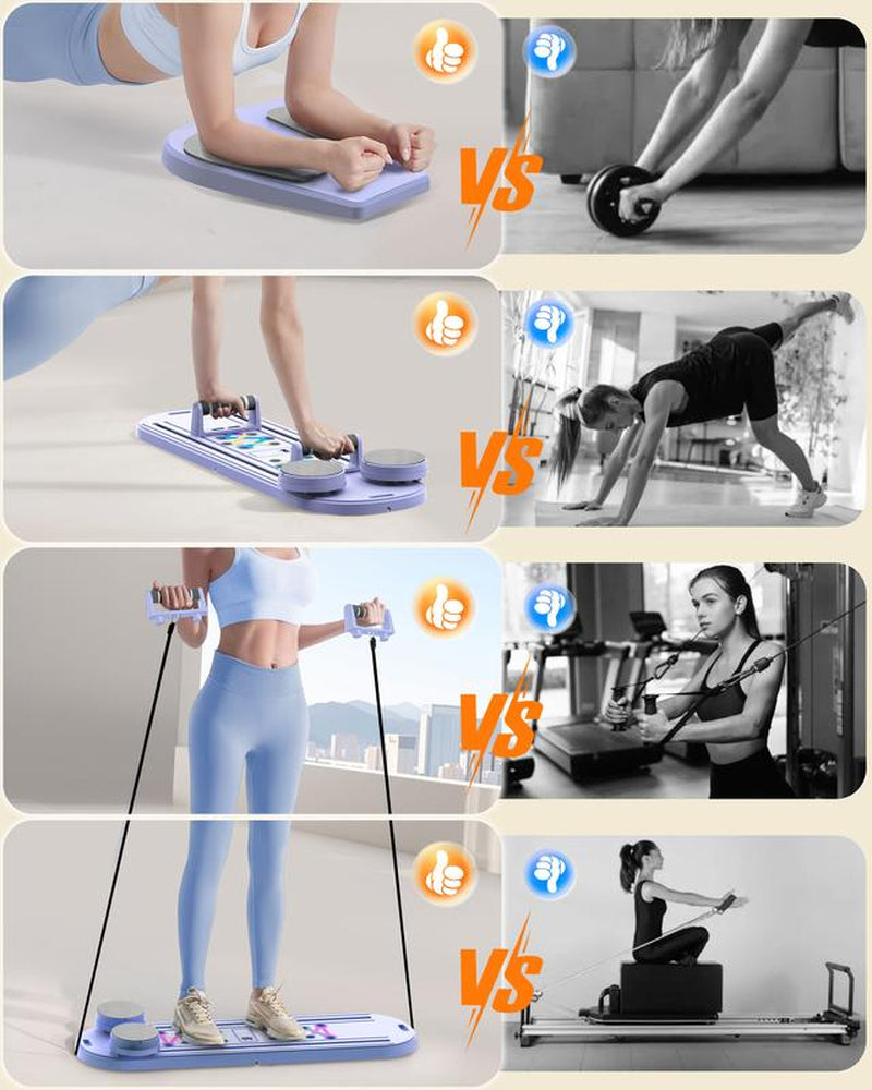 Pilates Board Pilates Reformer Set, Push-Up Board Abs Equipment 15-In-1 Full-Body Workout Exerciser for Home Fitness, Multifunctional Abdominal Exercise Board as Gift for Mom Husband Teens Men