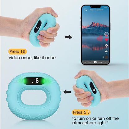 Bluetooth Hand Grip Strengthener Finger Grip Exerciser Flexible Hand Grip Forearm Exerciser for Workout Suitable for Swiping Short Videos & Turning E-Book Pages Entertainment and Release Stress Coexist
