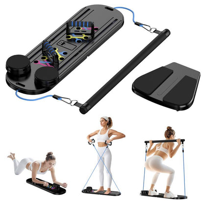 Pilates Board Pilates Reformer Set, Push-Up Board Abs Equipment 15-In-1 Full-Body Workout Exerciser for Home Fitness, Multifunctional Abdominal Exercise Board as Gift for Mom Husband Teens Men
