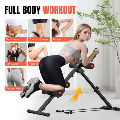 RELIFE REBUILD YOUR LIFE Adjustable Ab Trainer Machine Foldable Ab Workout Equipment for Home Gym, Core & Abs Exercise Machine, Arm Leg Glute Shaper