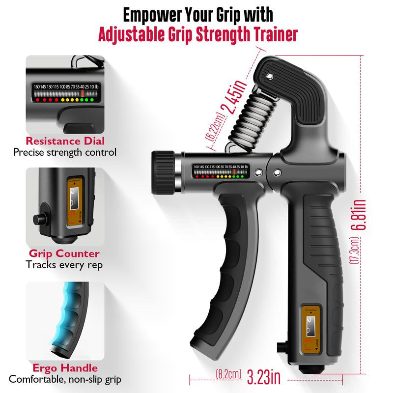 Fitbeast 10-160 Lbs Grip Strength Trainer Kit, Pro Hand and Forearm Strengthener Kit with Adjustable Resistance and Multi-Function Massage Balls for Hand Therapy, Grip Training, and Recovery