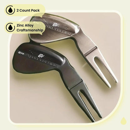 Golf Pitch Mark Tool, 2 Counts/Set Zinc Alloy Golf Pitch Mark Tool, Golf Wedges Clubs Golf Putter Accessories for Men, Suitable for Enthusiasts