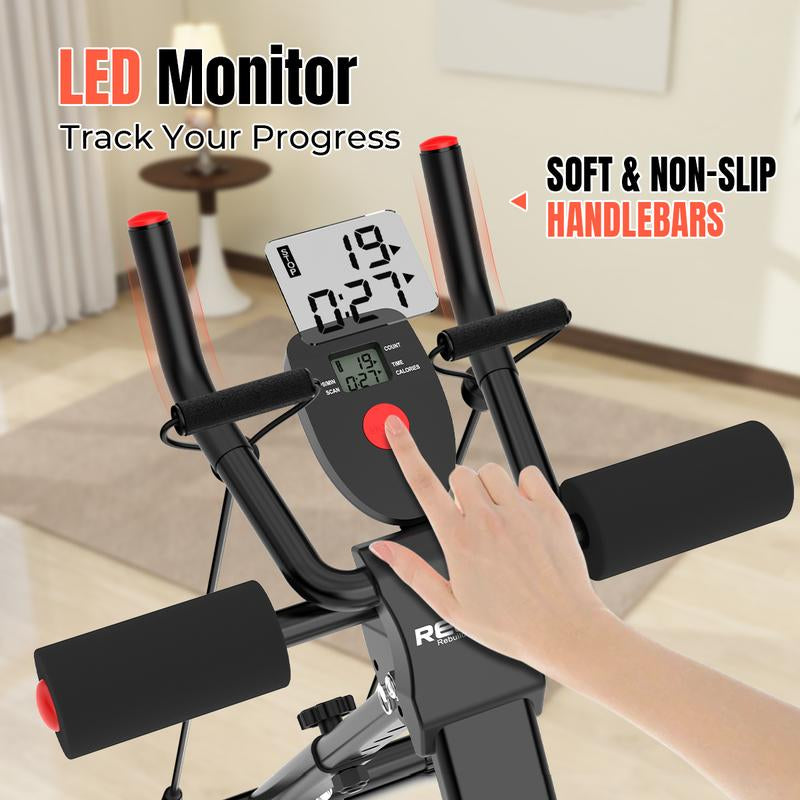 RELIFE REBUILD YOUR LIFE Adjustable Ab Trainer Machine Foldable Ab Workout Equipment for Home Gym, Core & Abs Exercise Machine, Arm Leg Glute Shaper